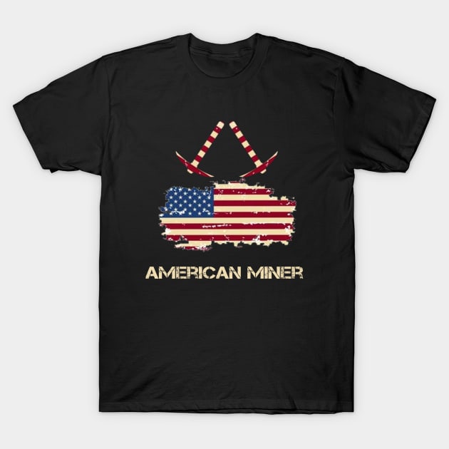 American Flag Miner T-Shirt by Hazhorse